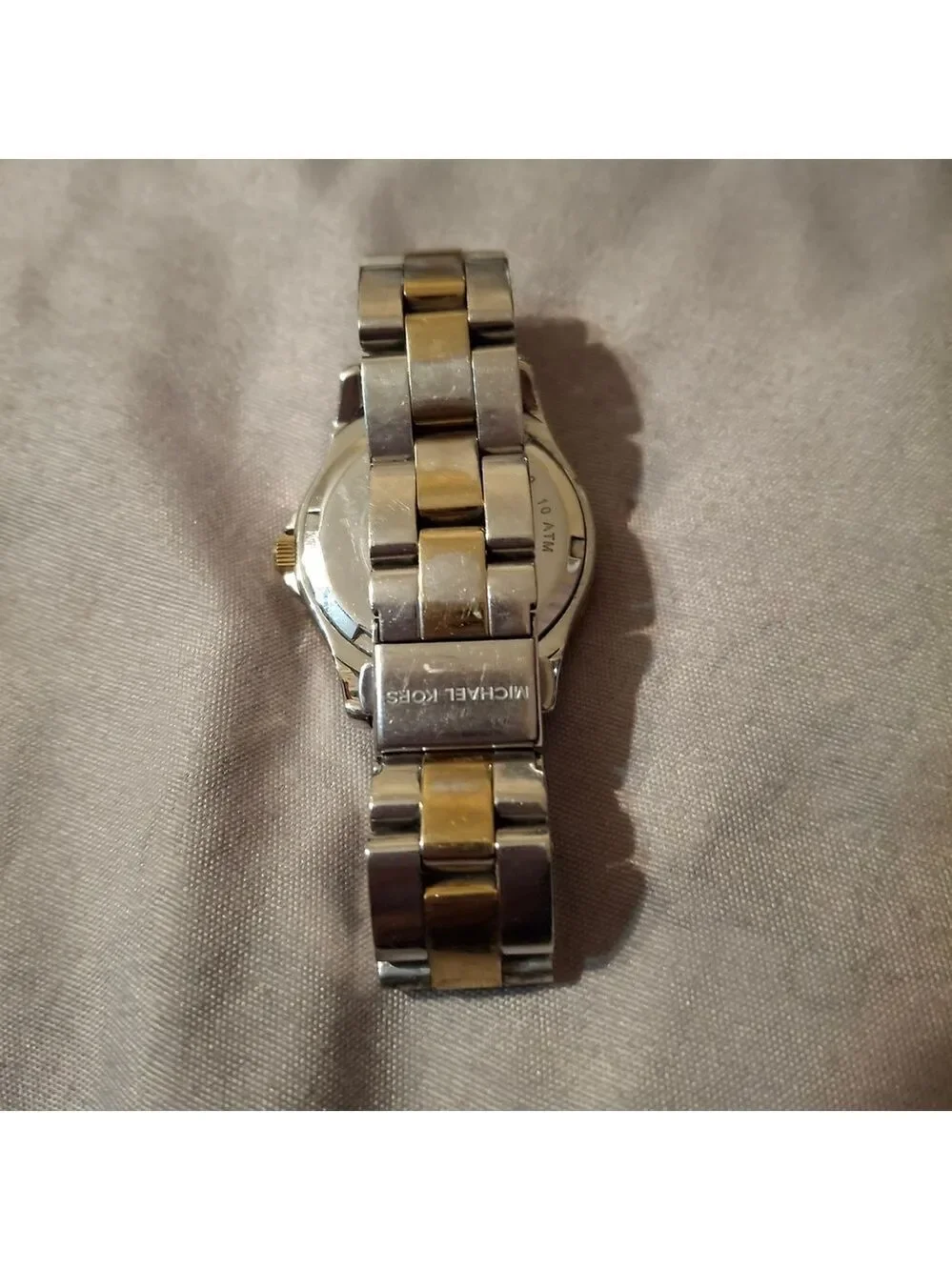 Michael Kors Gold and Silver Double Row of CZ Women's Watch Works Great Has Date
